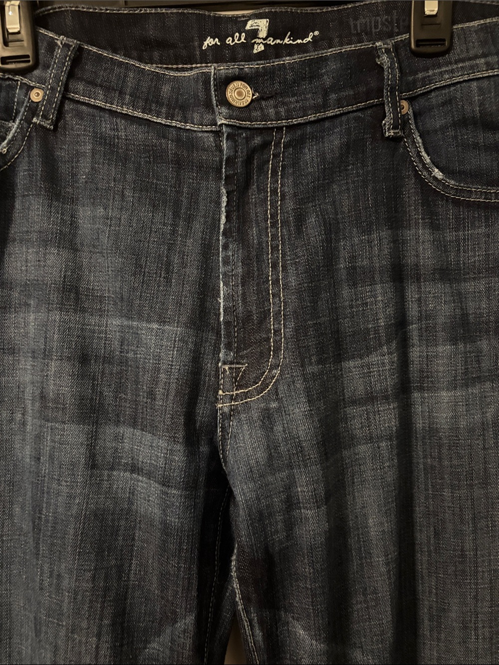 7 For All Mankind Tripsters Men's Dark Blue Straight-Leg Jeans Size 36